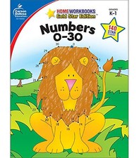 Carson Dellosa Numbers 0-30 Math Book, Kindergarten and First Grade Workbook Co