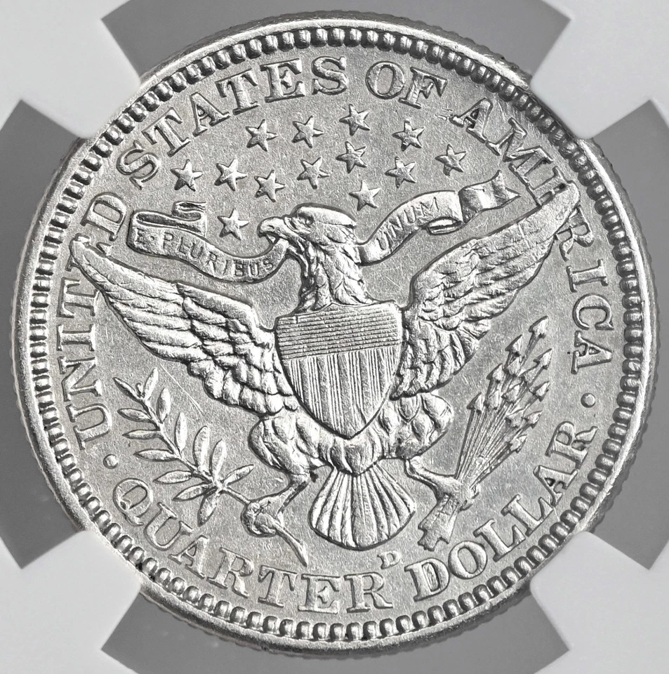 1913-D 25C BARBER SILVER QUARTER NGC AU DETAILS "HARSHLY CLEANED" #8405237-010 - Image 3 of 4