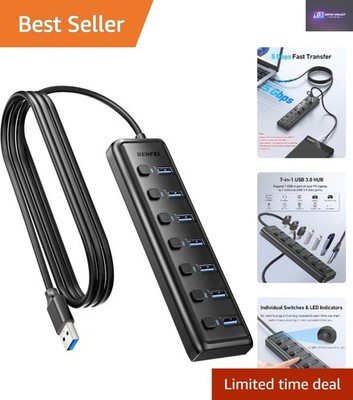 Schnelle Datenübertragung 7-Port USB Hub mit universeller Kompatibilität - Reisefertig