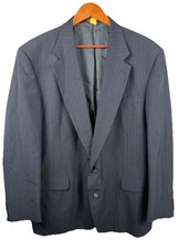 Towncraft Men's Size 48L Black Pinstriped Coat Blazer Suit Jacket Wool Blend