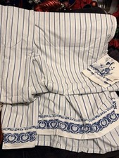 Vintage Ralph Lauren Blue Porcelain Jonquil Queen Flat Sheet + 1 Pillow Case