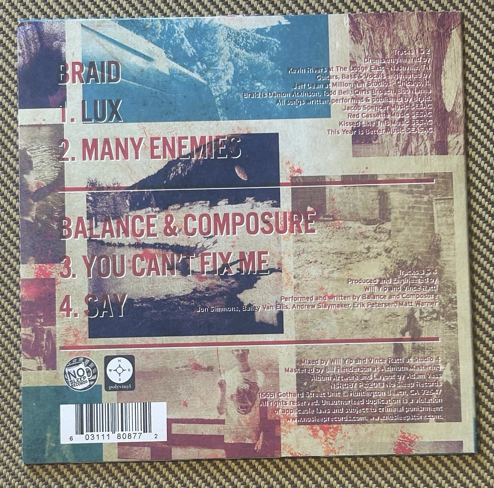 Braid + Balance + Composure S/T Teal Vinyl 7" EP Rare Unplayed See Photos! NSR!! - Image 4 of 4