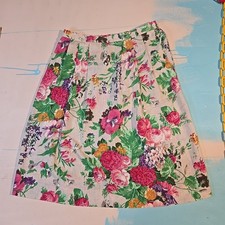 VTG Koret Floral Midi Skirt USA 90s Size 10 50 Rayon 50 Polyester Pleated Garden