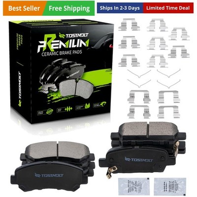 New 8pcs Complete Front+Rear Super Quiet Slotted & Shimmed Ceramic Disc Brake...