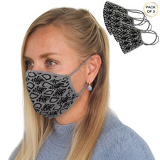 Pack of 3 solid knitted Face Mask two layers reusable washable Gray Black