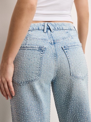 Good American Good 90s Bombshell Rhinestone Jeans | INDIGO975 | 10 | NWT - Picture 6 of 16