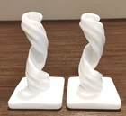 Westmoreland Milk Glass Twisted Swirl Candle Stick Holder 1933 Set Of 2 Vintage