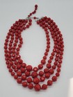 Vintage Hong Kong Red Plastic Faceted Beaded 4 Strand Necklace — photo 5