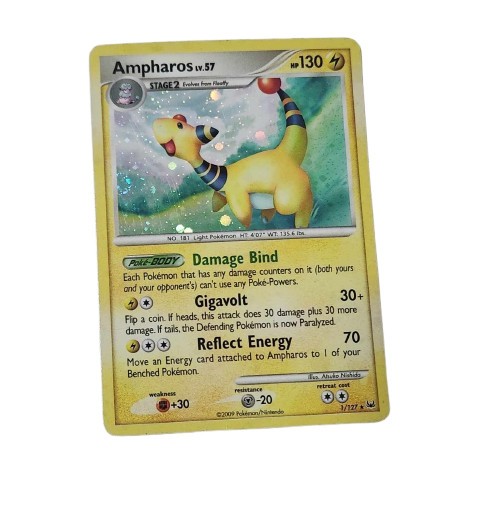 AMPHAROS 1/127 HOLO RARE PLATINUM POKEMON REVERSE HOLO LP 2009