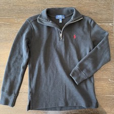 Polo Ralph Lauren Boys 1/4 Zip Pullover Sweater Size 8 Small Black Logo