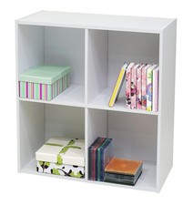 - 4-Cube Bookcase, Unit Shelf, Storage Organizer, White