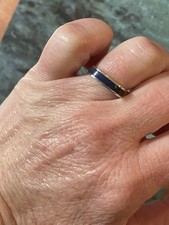 950 Silver Native Lapis Lazuli Inlay Square Ring Size 6.75