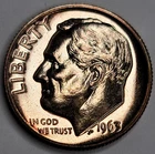 1963 Gem Proof  Roosevelt Dime 90% Silver Nicely Toned