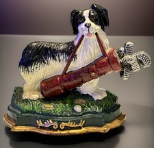 MCM Border Collie cast iron golf club door stop/bookend 3 lbs 8 1/2 x 6 1/2