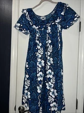 KYS Hawaii Tropical Floral Ruffle Maxi Shift Dress Women's Size L