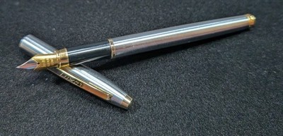 Luxor ~ Brushed Chrome with Gold Tone Accents ~ Fountain Pen ~ Iridium Nib