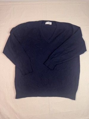 VTG Pringle of Scotland 100% Navy Mens Cashmere Sweater L Made in Scotland