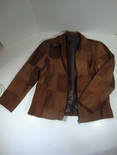 Silvia Y Mario Leather Jacket Womens Xl Brown Shades Geometric Coat Vintage