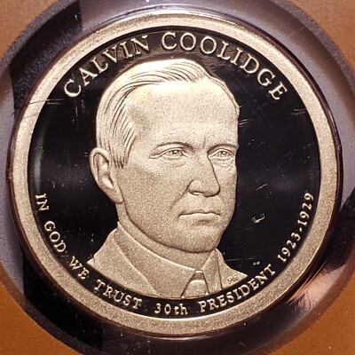2014-S Gem Proof Calvin Coolidge Golden Presidential Dollar