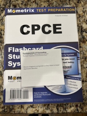 Mometrix CPCE Flashcard Study System partially opened 