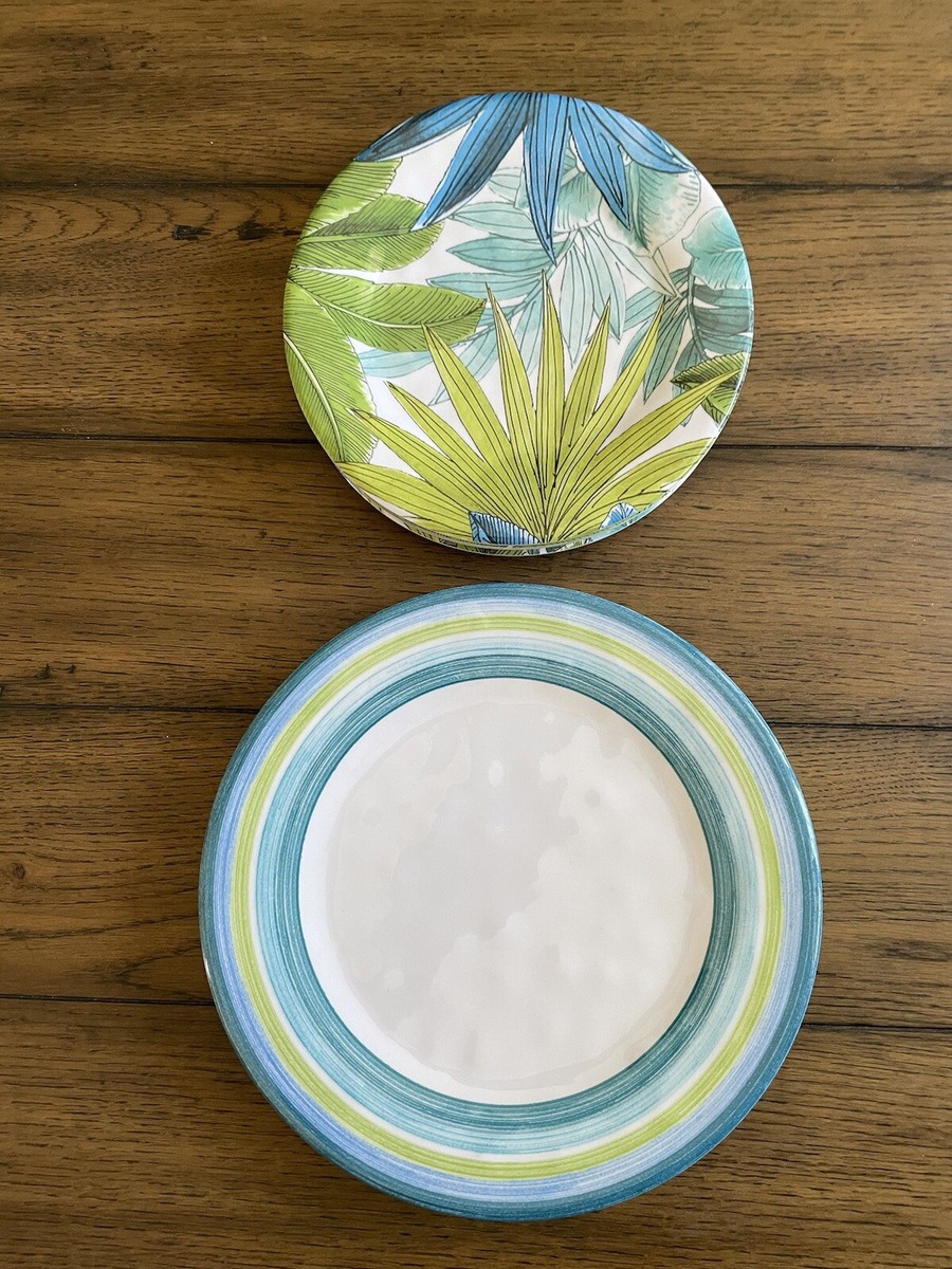 Tar Hong Melamine Dinner Salad Dessert Plates Blue Green White Set Of