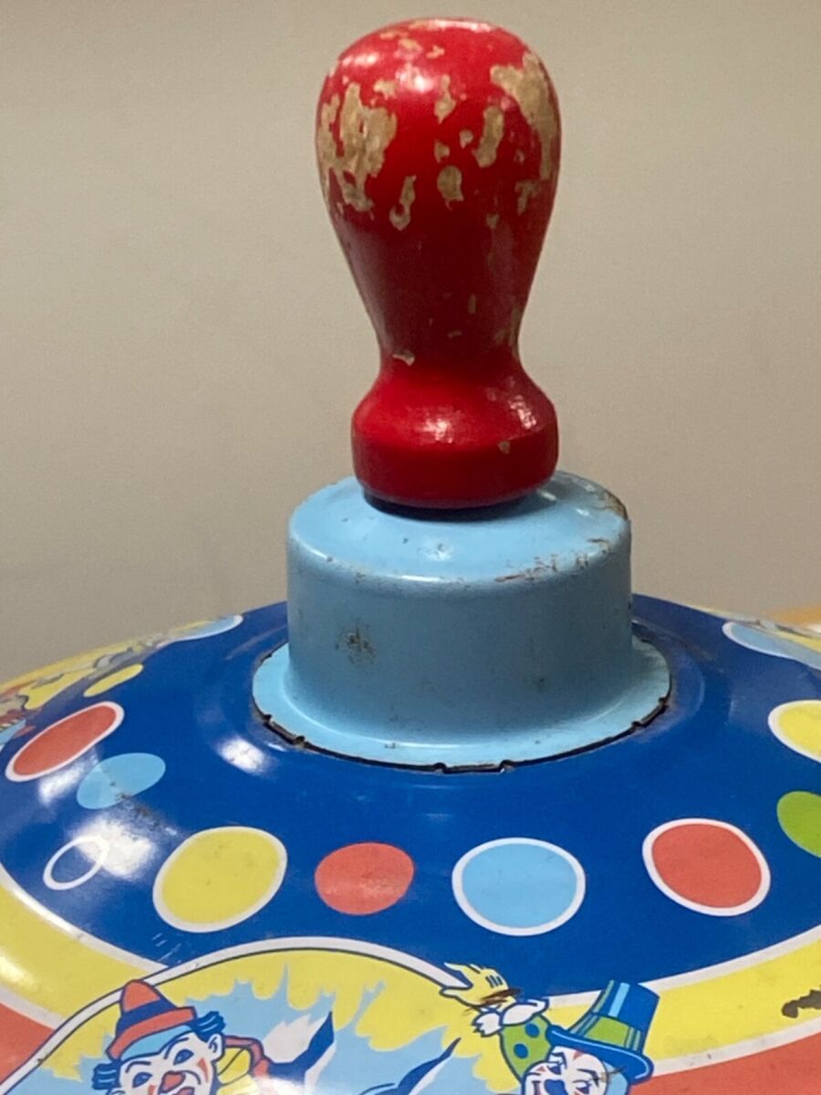 VINTAGE Schylling Metal Tin Spinning Top Toy Circus Clown VINTAGE Schylling Metal Tin Spinning Top Toy Circus Clown