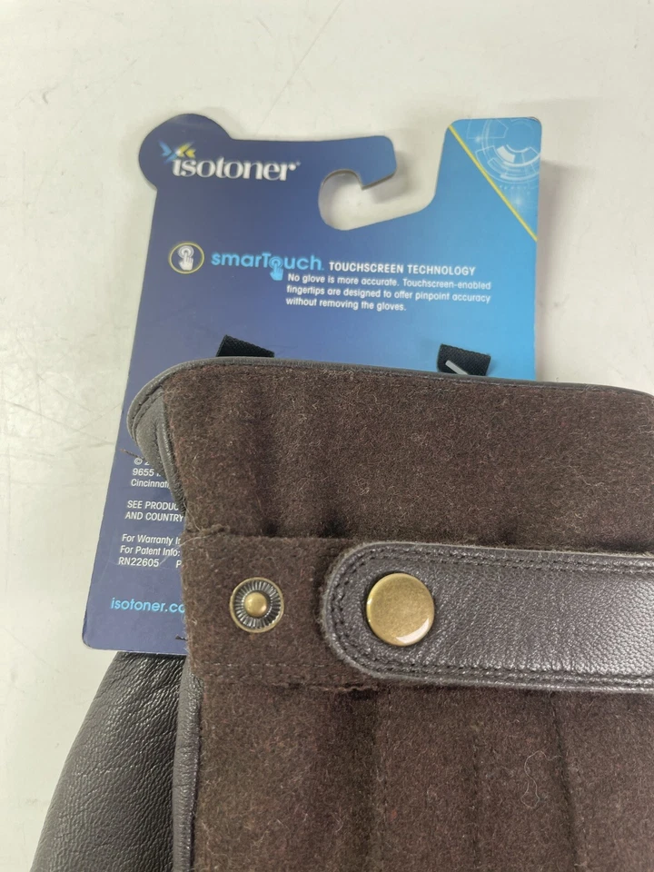 Guantes de franela y cuero Isotoner Signature para hombre M Saddle SmartTouch Technology Foto 4 de 4
