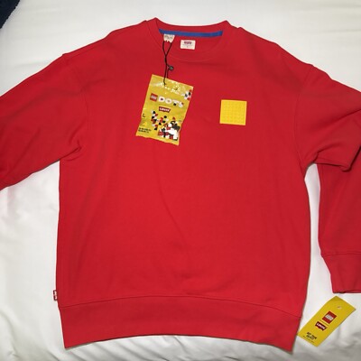 Levi's x Lego Collab Red Yellow Lego Logo Crewneck Sweatshirt Men’s Small  NWT