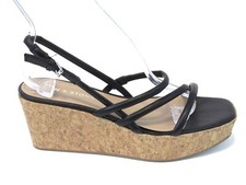 Sun  Stone Bella Strappy Platform Wedge Sandal Women's - Black - Sz 7.5 M