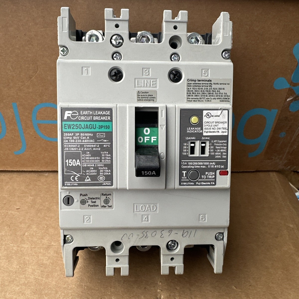 Fuji Electric EW250JAGU-3P150 Circuit Breaker 3 Pole 50/60Hz