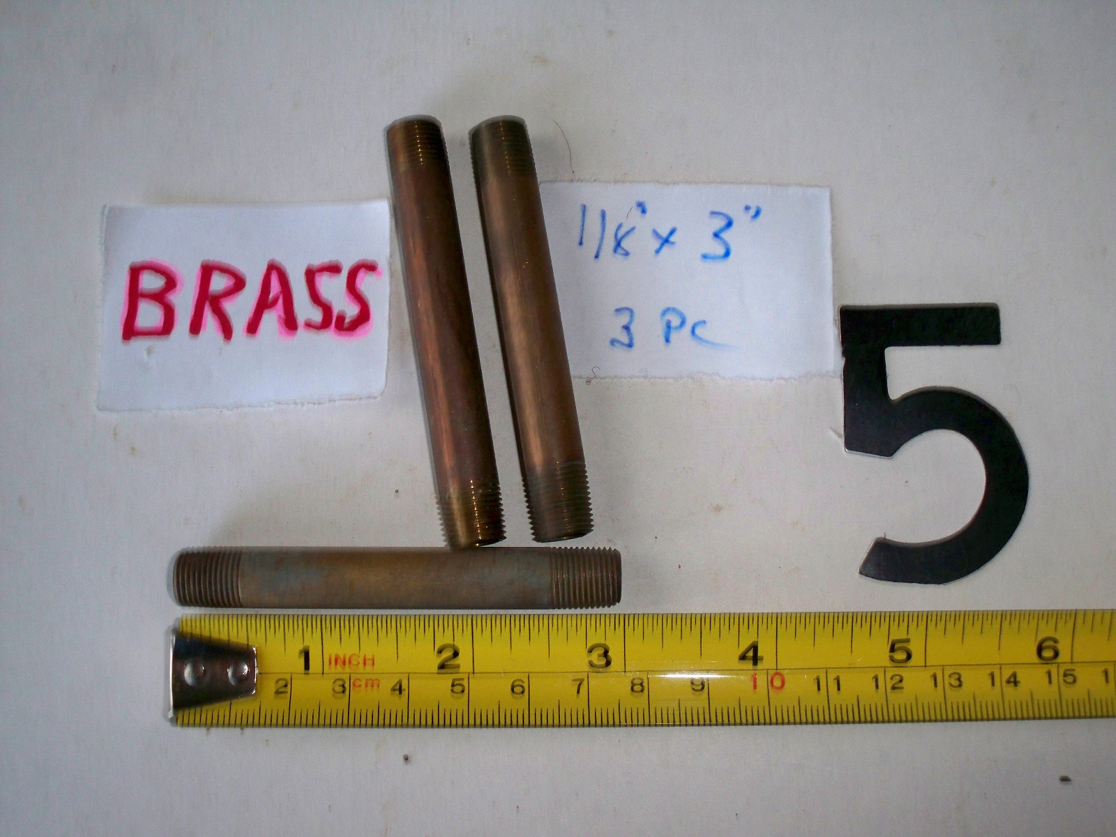 3  Brass Pipe Nipple 1/8" NPT x   3"  Plumbing WATER AIR FUEL OIL MADE IN USA