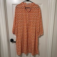 GAP Women Size XL Orange/White Aztec Pattern 3/4 Sleeve Dress