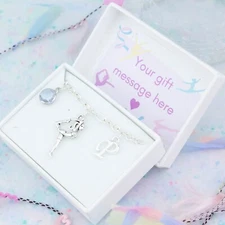 Personalised Gymnastics Charm Bracelet, Initial Birthstone, Gymnast Jewellery