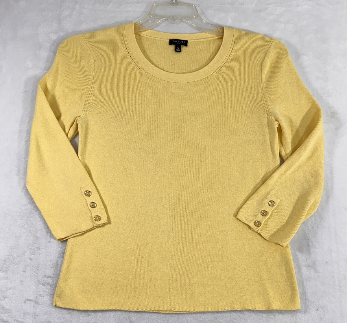 Talbots Sweater Medium Petite Pullover Yellow But… - image 1