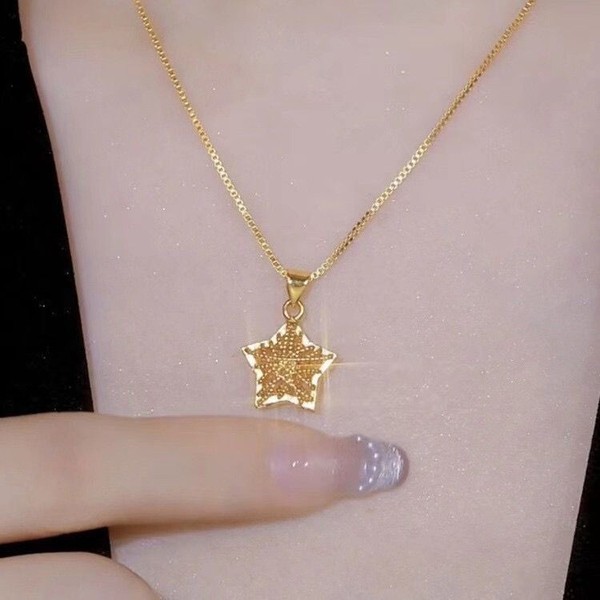 Alternate view of Woman 18k Gold Plated Lucky Star Pendant Chain Necklace