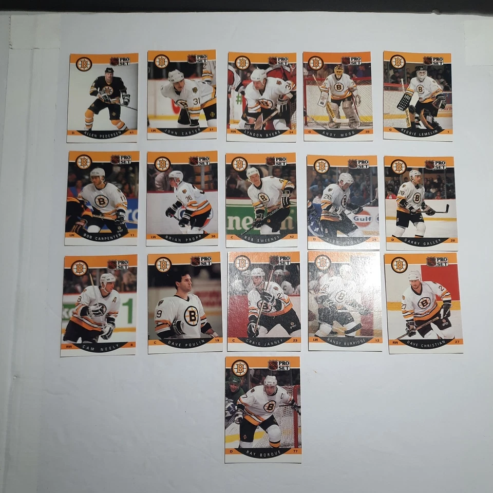 1990 Boston Bruins full team,  w/Bourque error Pro Set trading cards, near mint! - Image 4 of 4