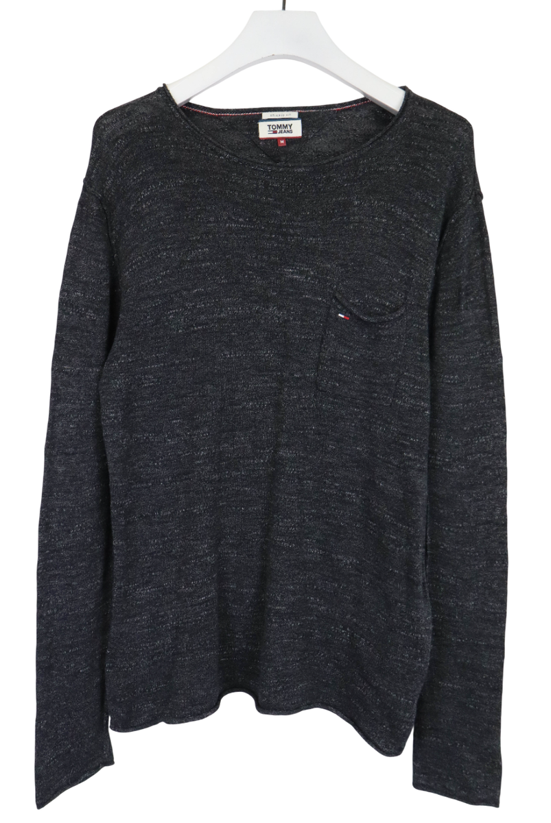 Tommy Hilfiger Relaxed Fit Pullover Herren M Schwarz Rundhals Logo