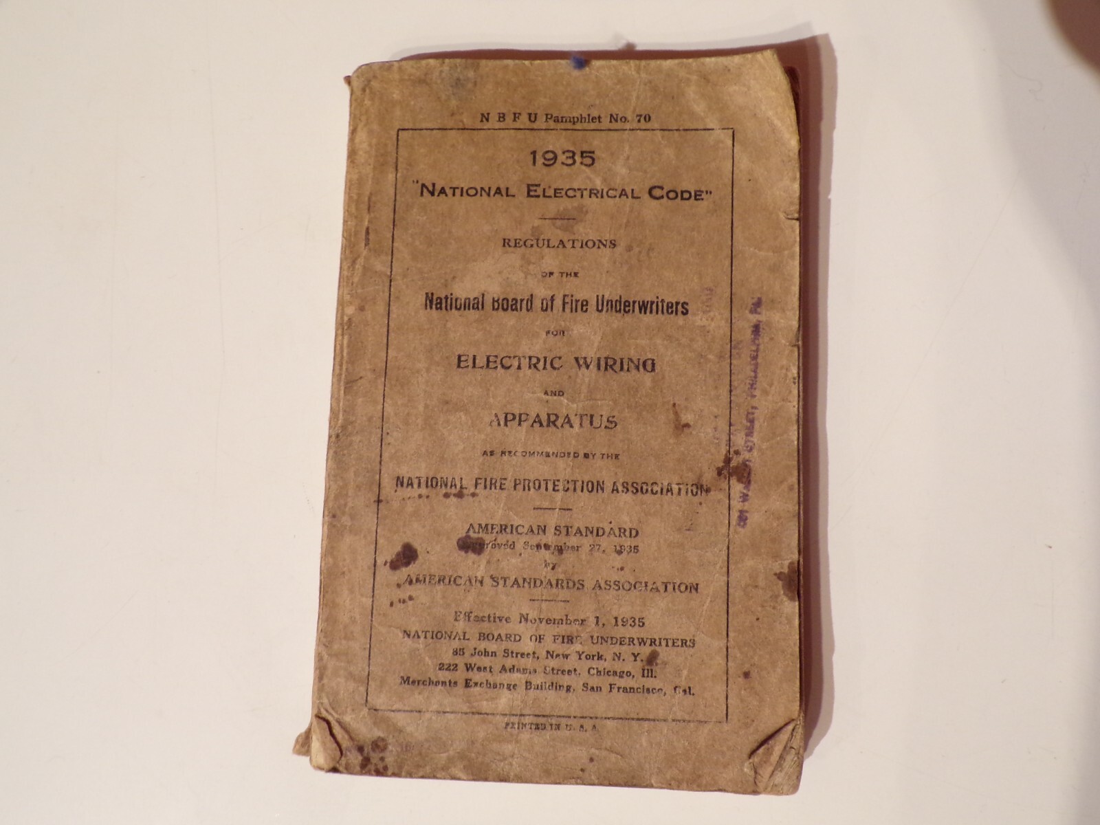 1935 National Electrical Code Regulations of Board of Fire Underwriters