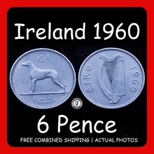 Ireland 1960 - 6 Pence - KM.13a - Choose Your Coin – Exact Photo Listed