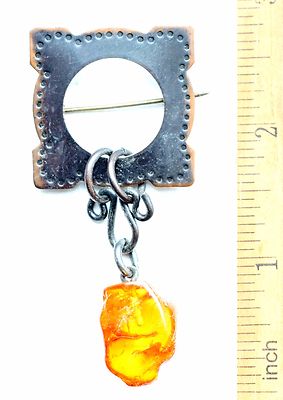 Sakta Pin Antique Vintage Ethnic Brass Brooch Pin Sakta Fibula With Amber (JUL01 ...