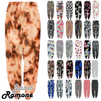 Damen Blumendruck Alibaba Hose Baggy Haremsbündchen Unterteil Haremshose