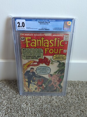 Fantastic Four #6 1962 CGC 2.0 OW/W Pages 2nd Appearance of Dr. Doom MEGA KEY