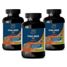 All Natural - Chia Seed Oil 2000 - Organic Chia Seed - Non GMO - 3 B 180 Ct