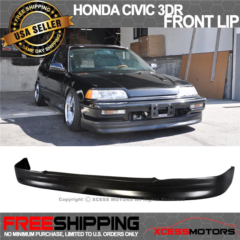 Fit 90-91 Honda Civic Hatchback CS Style Front + Rear Bumper Lip Spoiler PU - Imagem 2 de 4