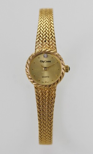oleg cassini watch womens stainless gold mesh easy read water