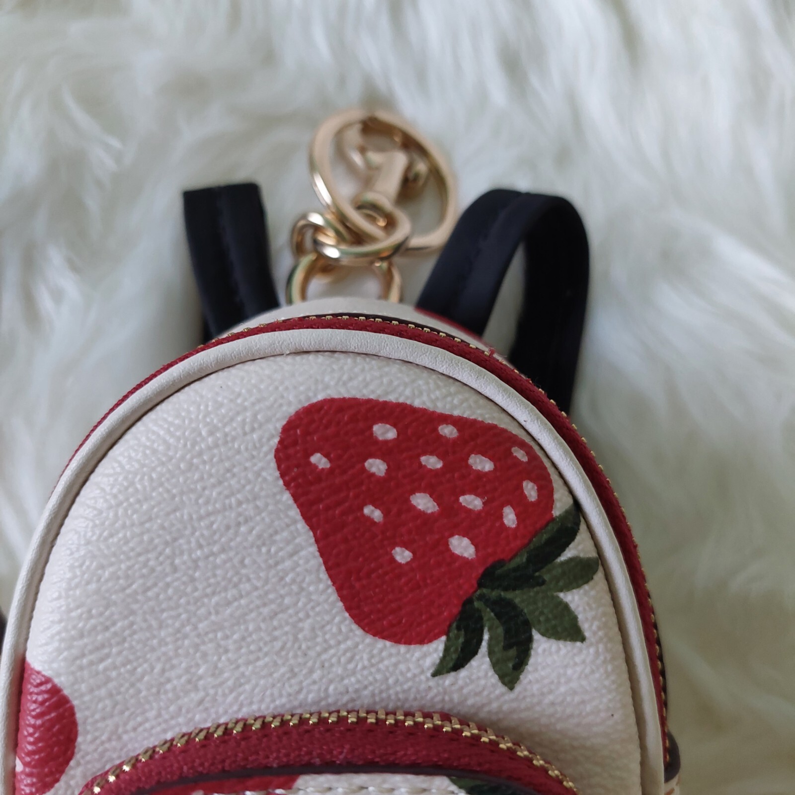 Coach mini Court Wild Strawberry print backpack bag c… Gem