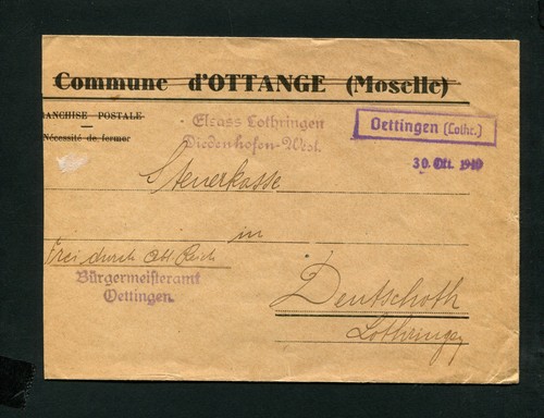 Bes. Lorraine - Emergency Stamp "Oettingen" On Service Letter 1940 (DK3-20)