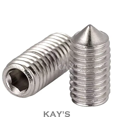 KAYFAST CONE POINT GRUB SCREWS ALLEN SOCKET BOLTS M3 M4 M5 M6 M8 M10 A2 STAINLESS STEEL