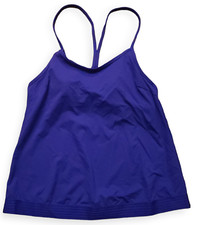Athleta Cross Back Blousy Tankini Top Womens 36 B/C Purple Padded Underwire Swim