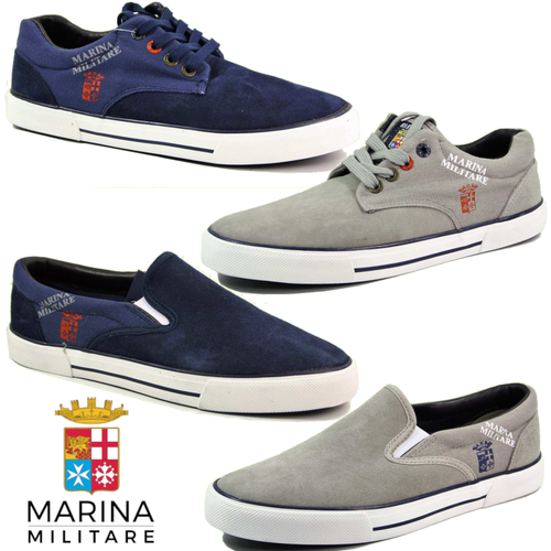 Scarpe sneakers uomo slipon camoscio tela uomo MARINA MILITARE grigio blu  OUTLET | eBay